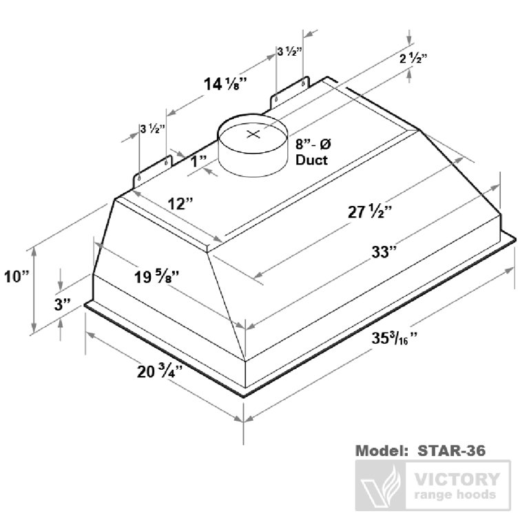 VictoryRangeHoods 36" 900 CFM Ducted Insert Range Hood in Stainless